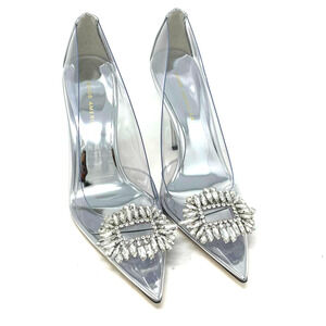 Good American Cinder-Rella Pumps Size 9.5 Glass Lucite GA275JPB-E
